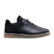 MM6 Maison Margiela Läder Court Sneakers Rund Tå Snörning Black, Herr