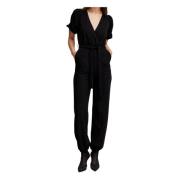 b.young Kortärmad jumpsuit rak modell Black, Dam