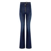 Elisabetta Franchi Blå Flare Denim Jeans Blue, Dam