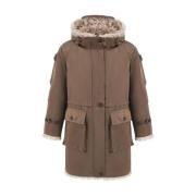 Urbancode Vändbar vegansk päls parkas Brown, Dam