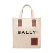 Bally Canvas Logo Print Axelväska Beige, Herr