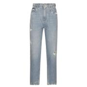 Dolce & Gabbana Högmidjade Slim Fit Jeans med Revor Blue, Dam