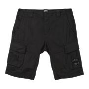 C.p. Company Svarta Stretch Cargo Shorts Black, Herr