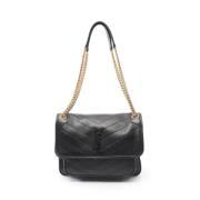 Yves Saint Laurent Vintage Pre-owned Laeder crossbodyvskor Black, Dam