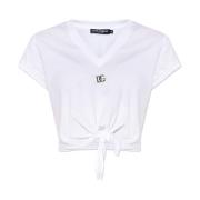 Dolce & Gabbana T-shirt med slipsdetalj White, Dam