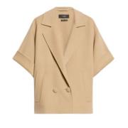 Max Mara Weekend Kort Kamelullskappa Beige Beige, Dam