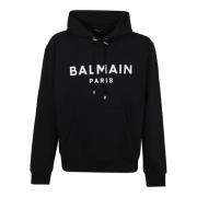 Balmain Tryckt huvtröja med framficka Black, Herr