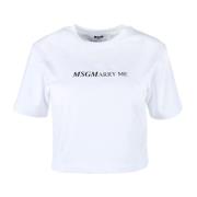 Msgm Bomull T-shirt med unik design White, Dam