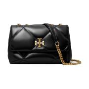 Tory Burch Svart quiltad axelväska med kedjeband Black, Dam