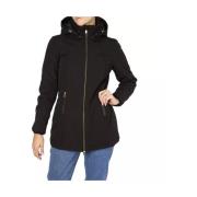 YES ZEE Black Polyamide Jackets Coat Black, Dam