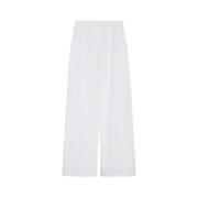 Sportmax Oversized Tvättade Bomullsbyxor White, Dam