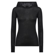 Courrèges Svart Hoodie Stickad Tröja 2nd Skin Black, Dam