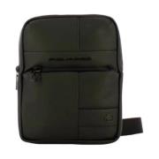 Piquadro Liten Gummi Crossbody Väska Svart Black, Herr