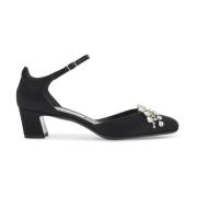 Jimmy Choo Kristalldekorerade Satin Décolleté Pumps Black, Dam