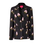 Cras Blommig Klassisk Blazer Black, Dam