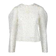 Róhe Silkstickad Topp White, Dam