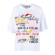 Msgm Bomull T-shirt med unik stil White, Dam