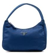 Prada Vintage Pre-owned Nylon axelremsvskor Blue, Dam