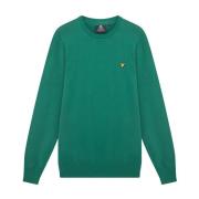 Lyle & Scott Bomull Rund Hals Tröja Green, Herr