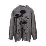 Aniye By Grå Mohair Alpaca Sweater med Mickey Intarsia Gray, Dam