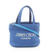 Jimmy Choo Pre-owned Pre-owned Raffia handvskor Blue, Dam