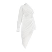 Alexander Wang Asymmetrisk Poplin Midi Klänning White, Dam