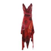 Roberto Cavalli Röd Garden Rose Print Midi Klänning Red, Dam