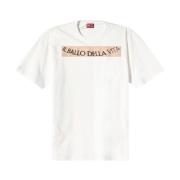 Diesel Vit Slogan Print Rund Hals T-shirt Beige, Herr