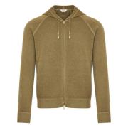 Gran Sasso Lyxig Ull Kashmir Hoodie Full Zip Green, Herr