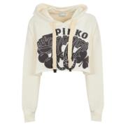 Pinko Vit Bomull Kort Huva Tröja Sweater White, Dam