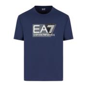 Emporio Armani EA7 Logo Print Regular Fit T-Shirt Blue, Herr