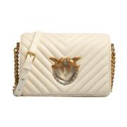 Pinko Vit Chevron Axelväska Beige, Dam