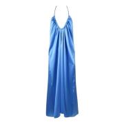 Actualee Elegant Damklänning Polyester Elastan Blue, Dam