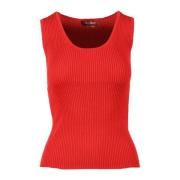 Max Mara Studio Elegant Stickad Topp Red, Dam