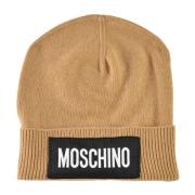 Moschino Kashmir Blandning Stickad Mössa Hat Brown, Herr