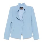 Emporio Armani Blå Cady Crepe Blazer Blue, Dam