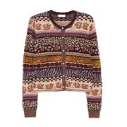 Ulla Johnson Skog Jacquard Stickad Kofta Multicolor, Dam