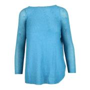 Pink Memories Linne Bomull Mode Topp Blue, Dam