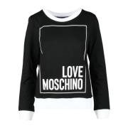 Love Moschino Bomull Spandex Stickad Topp Black, Dam