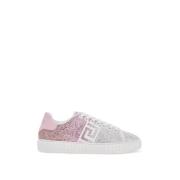 Versace Kristallbesatta Satinsneakers Pink, Dam