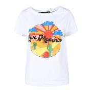 Love Moschino Bomull Spandex T-shirt White, Dam