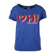 Love Moschino Bl? Bomull T-shirt, Love Moschino Kollektion Blue, Dam