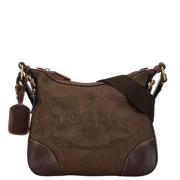 Prada Vintage Pre-owned Bomull crossbodyvskor Brown, Dam