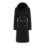 Guess Amelia Double Breast Belt Coat Black, Dam