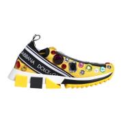 Dolce & Gabbana Rhinestone Låg Topp Sneakers Gul Yellow, Dam