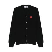 Comme des Garçons Play V-ringad Kofta Samarbetet i Svart Black, Herr