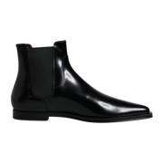 Dolce & Gabbana Svarta läder Chelsea ankelboots med logotyp Black, Her...