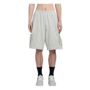 44 Label Group Beige Resa Jersey Shorts med Grafiska Detaljer White, H...