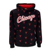 Mitchell & Ness Chicago Bulls AOP Fleece Hoodie Black, Herr