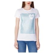 Love Moschino Glitterränder Dam T-shirt White, Dam